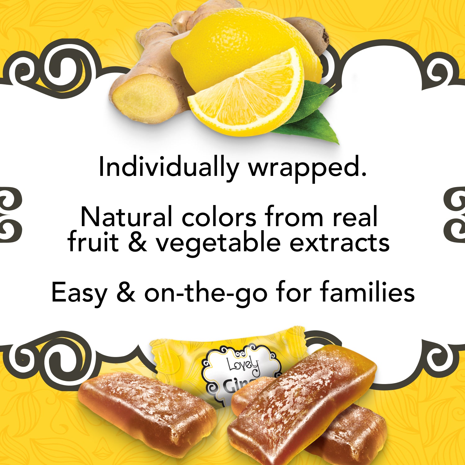 Lemon Ginger Chews 5 oz | Gluten Free Candy | Lovely Candy Company