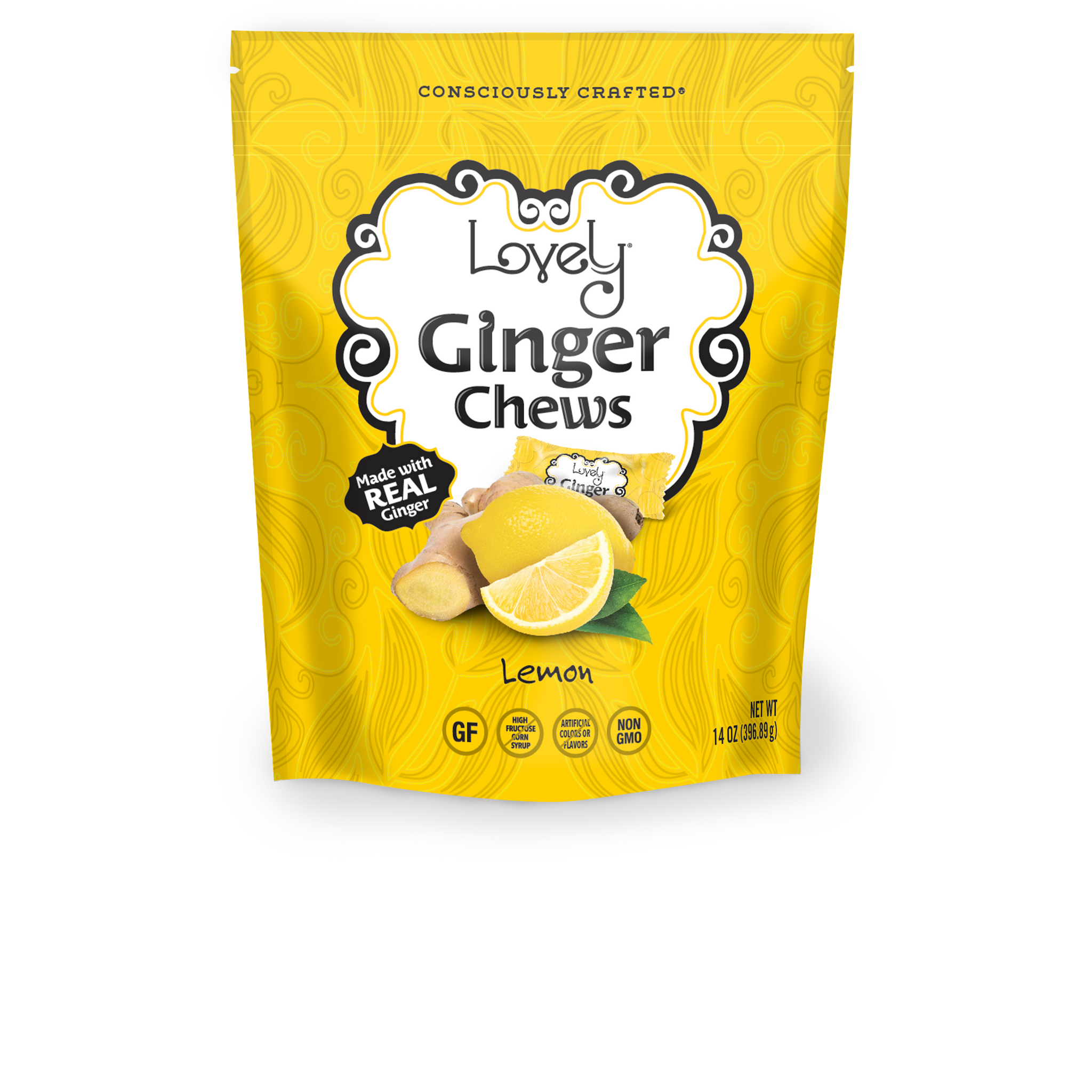 Lemon Ginger Chews 5 oz | Gluten Free Candy | Lovely Candy Company
